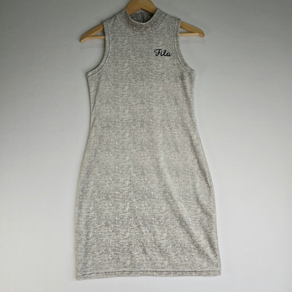Fila Womens Grey Heathered Sleeveless Mock Neck Mini Dress Size Small